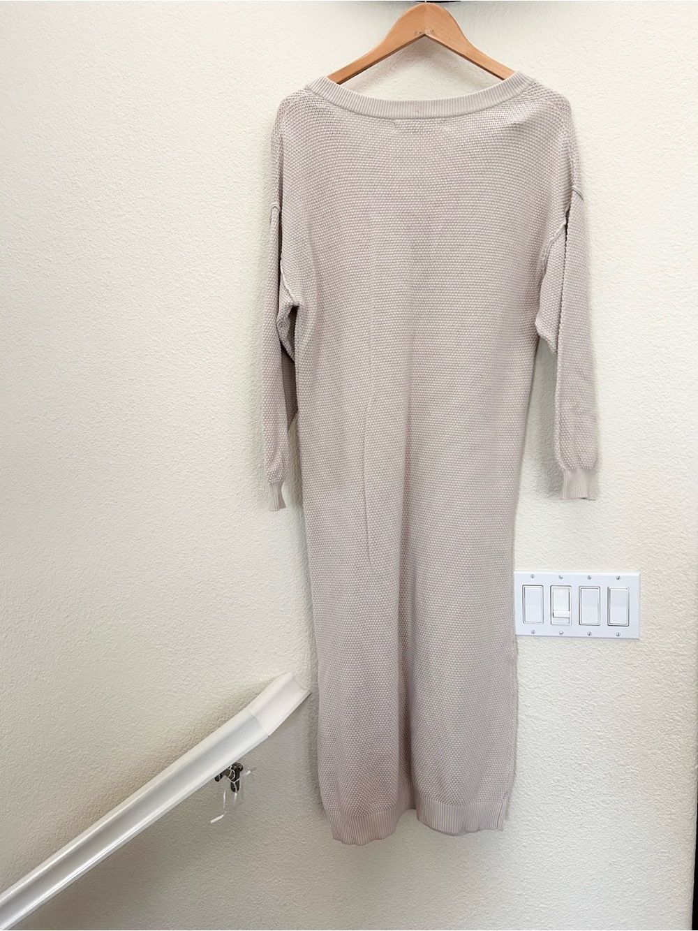 Free People free-est Hailee Waffle Knit Henley Sweater Midi Dress Oatmeal XS - Picture 4 of 11